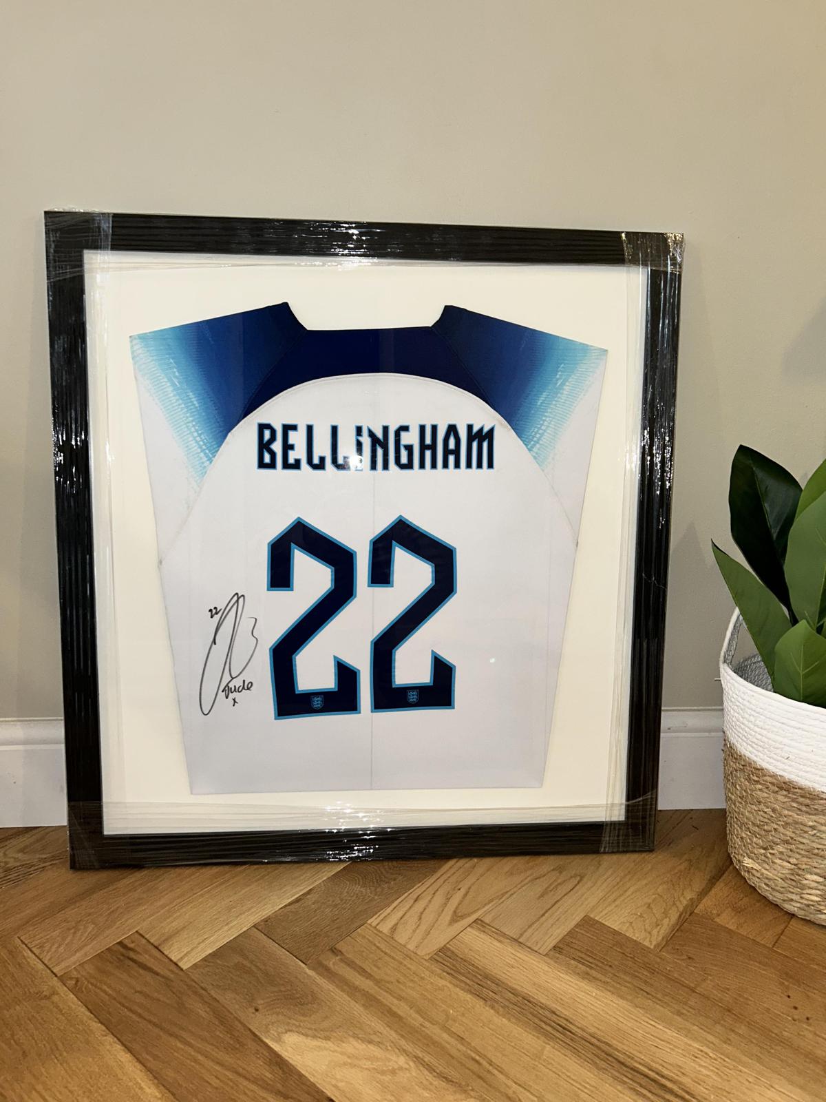 Signed Jude Bellingham England shirt beautifully framed by Hall of Frame Coventry